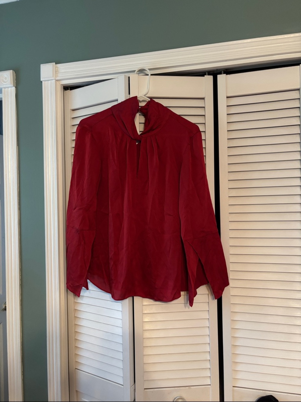 Vince Camuto Crimson Tie-Neck Long Sleeve Blouse